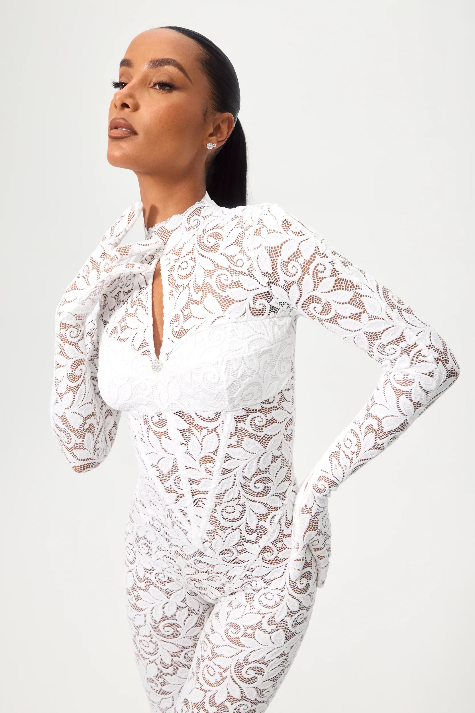 White Lotus Lace Catsuit - Image 3